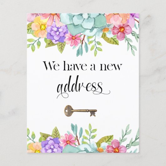 Budget Floral New Home Address Moving Announcement (Voorkant)