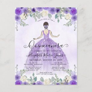 Budget Floral Paarse Princess Birthday Quinceanera