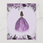 Budget Floral Paarse Princess Sweet 16 Uitnodiging (Achterkant)