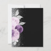 Budget Floral Paarse Silver Glitter Save the Date (Achterkant)