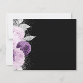 Budget Floral Paarse Silver Glitter Save the Date (Achterkant)