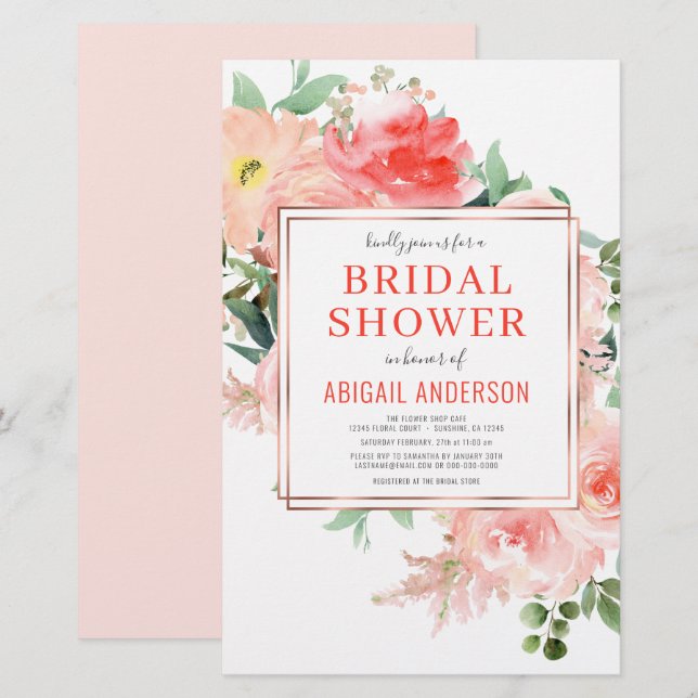 Budget Floral Peach Bridal Shower (Voorkant / Achterkant)
