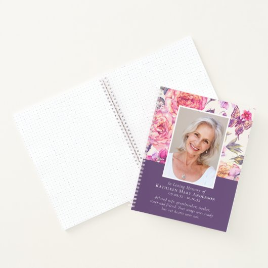 BUDGET Floral Peony Funeral Memorial Guest Book Notitieboek (Binnen)