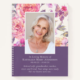 BUDGET Floral Peony Funeral Memorial Guest Book Notitieboek