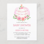 Budget Floral Pink Baby shower Uitnodiging (Voorkant)