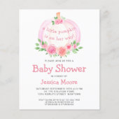 Budget Floral Pink Baby shower Uitnodiging (Voorkant)