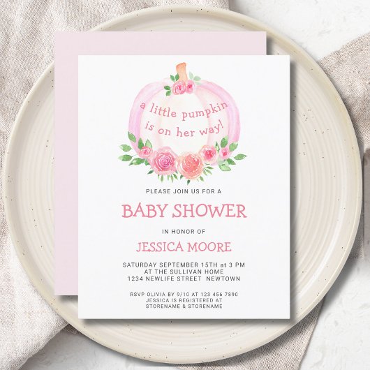 Budget Floral Pink Baby shower Uitnodiging