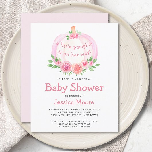 Budget Floral Pink Baby shower Uitnodiging
