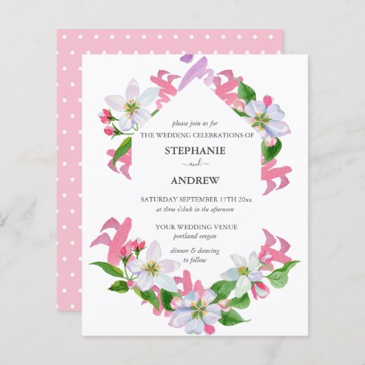 Budget Floral Pink Blossom Spring Wedding (Voorkant / Achterkant)