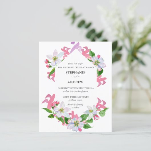 Budget Floral Pink Blossom Spring Wedding (Staand voorkant)