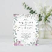 Budget Floral Pink Botanical Weduwen Uitnodiging (Staand voorkant)