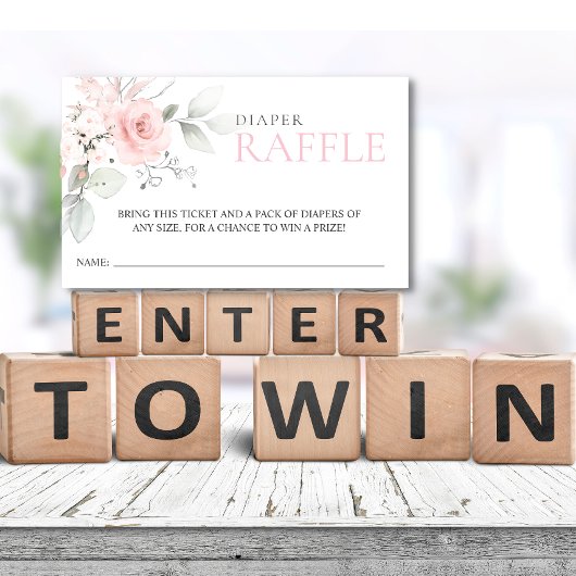 Budget Floral Pink Girl DIAPER RAFFLE Visitekaartje