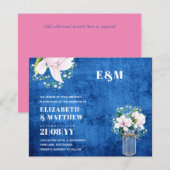 BUDGET Floral Pink Magnolias Green Wedding Invite (Voorkant / Achterkant)
