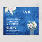 BUDGET Floral Pink Magnolias Green Wedding Invite (Voorkant)