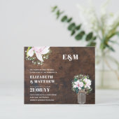 BUDGET Floral Pink Magnolias Green Wedding Invite (Staand voorkant)