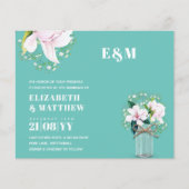 BUDGET Floral Pink Magnolias Green Wedding Invite (Voorkant)