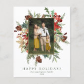 Budget Floral Prettige feestdagen kerstfotokaart (Voorkant)