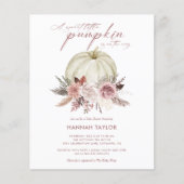 Budget Floral Pumpkin Girl Baby shower Uitnodiging (Voorkant)
