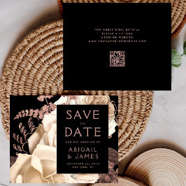 Budget Floral Purple Rose Gold QR Code Save Date