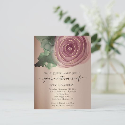 Budget Floral QR Code Roos Gold Green (Staand voorkant)