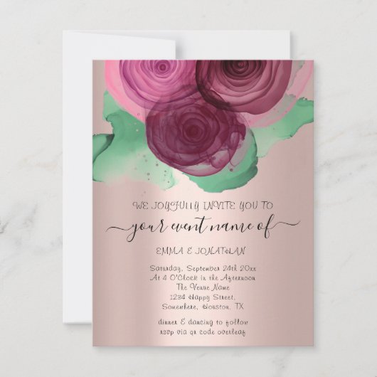 Budget Floral QR Code Roos Green Marsala (Voorkant)