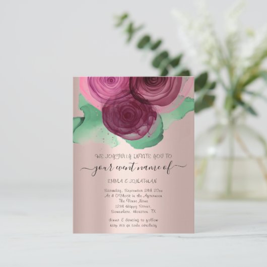 Budget Floral QR Code Roos Green Marsala (Staand voorkant)