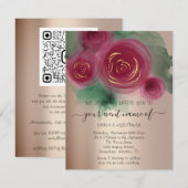 Budget Floral QR Code Rose Gold Marsala Pink (Voorkant / Achterkant)