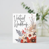 Budget Floral Red Cream Virtual Wedding Uitnodigin (Staand voorkant)
