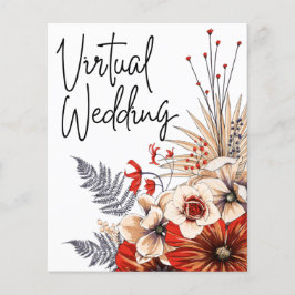 Budget Floral Red Cream Virtual Wedding Uitnodigin