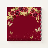 BUDGET Floral Red Gold Butterfly Gastenboek Notitieboek (Achterkant)