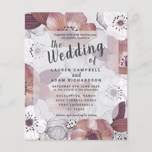 Budget Floral Red Paars Wedding (Voorkant)