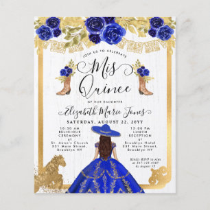 Budget Floral Royal Blue Charra Quinceanera