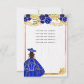 Budget Floral Royal Blue Latina Charra Quinceanera Notitiekaartje (Achterkant)
