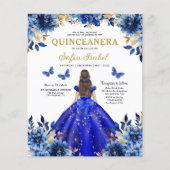 Budget Floral Royal Blue Princess Quinceanera Flyer (Voorkant)