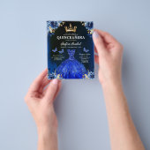 Budget Floral Royal Blue Princess Quinceanera Flyer (Hand)