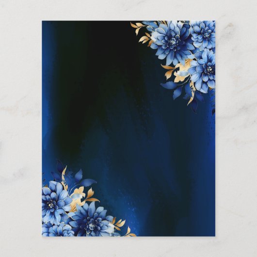 Budget Floral Royal Blue Princess Quinceanera Flyer (Achterkant)