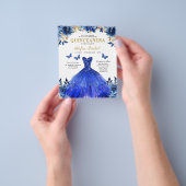 Budget Floral Royal Blue Princess Quinceanera Flyer (Hand)