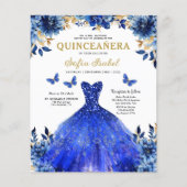 Budget Floral Royal Blue Princess Quinceanera Flyer (Voorkant)
