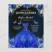 Budget Floral Royal Blue Princess Quinceanera Flyer (Voorkant)