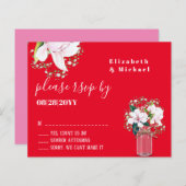 BUDGET Floral roze Magnolias RSVP (Voorkant / Achterkant)