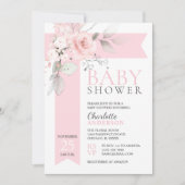 Budget Floral Rozen Blush Pink Girl BABY SHOWER Kaart (Voorkant)