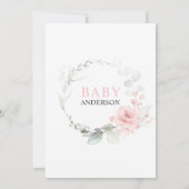 Budget Floral Rozen Blush Pink Girl BABY SHOWER Kaart (Achterkant)