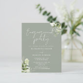 Budget Floral Sage Green Engagement Party Uitnodig (Staand voorkant)