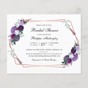 Budget Floral Script Bridal Shower Invitation