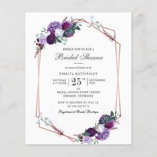 Budget Floral Script Bridal Shower Invitation