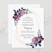 Budget Floral Script Paars Geometric Wedding (Voorkant / Achterkant)
