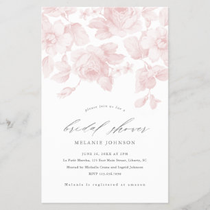 Budget Floral Script Roze Bridal Shower Uitnodigin Flyer