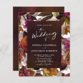 Budget Floral Splendor QR Code Weduwen Uitnodiging (Voorkant / Achterkant)