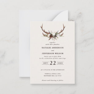 budget floral stag burgundy bruiloft , behalve de  notitiekaartje