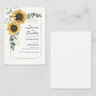 Budget Floral Sunflower Eucalyptus Save the Date Notitiekaartje